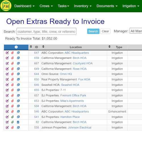 A screenshot showing a one-click invoice being generated in QuickBooks for extra work.